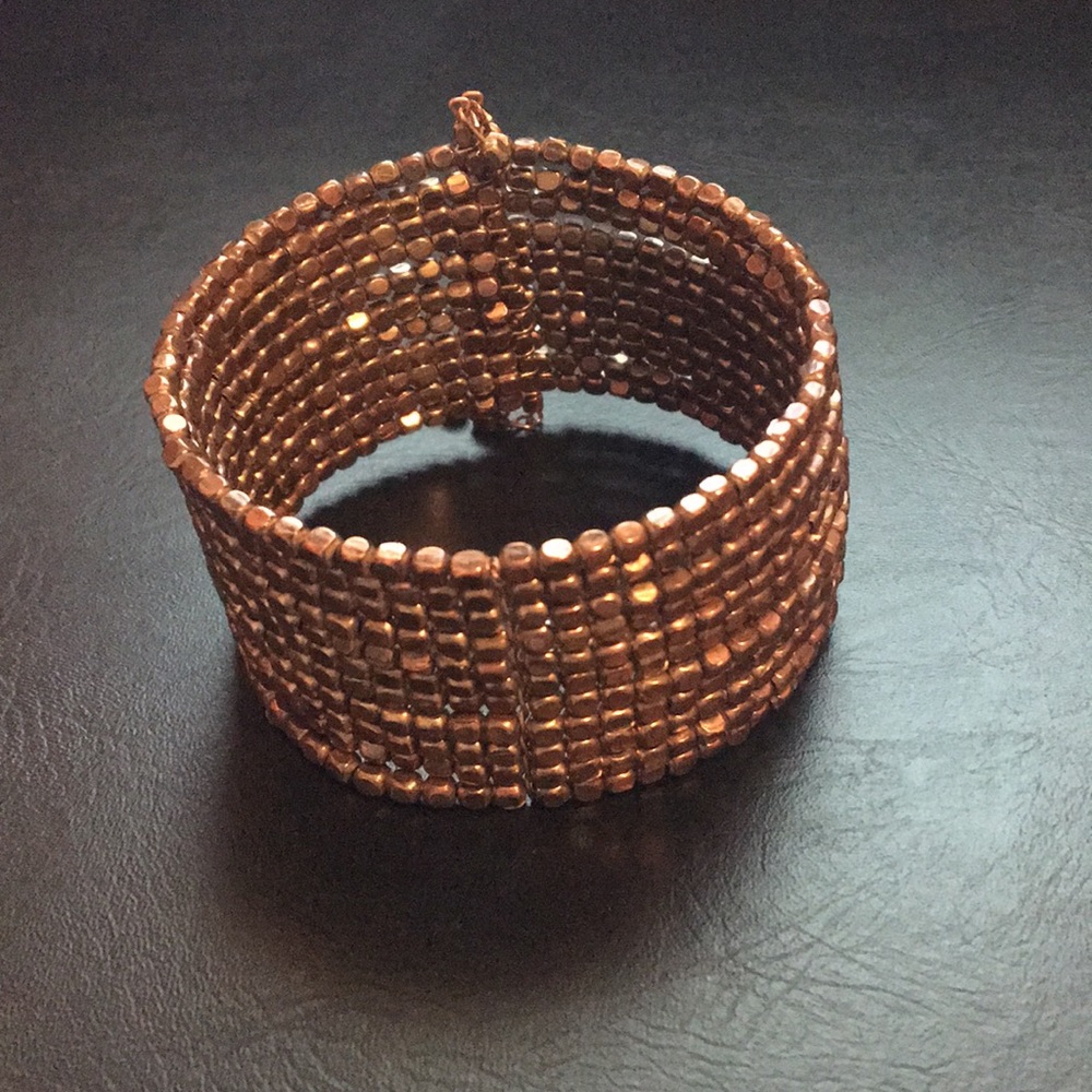 Beaded Bronze Cuff Bracelet